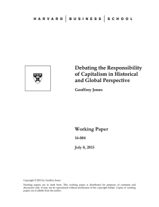 Debating the Responsibility of Capitalism in Historical and Global Perspective Working Paper