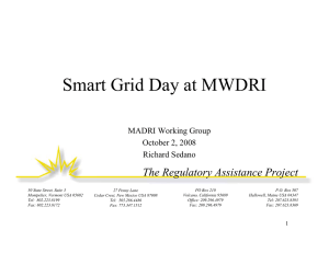 Smart Grid Day at MWDRI The Regulatory Assistance Project MADRI Working Group