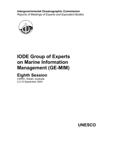IODE Group of Experts on Marine Information Management (GE-MIM) Eighth Session