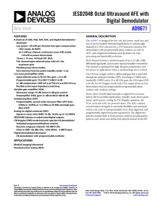 JESD204B Octal Ultrasound AFE with Digital Demodulator AD9671 Data Sheet
