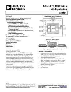 Buffered 2:1 TMDS Switch with Equalization AD8194