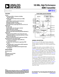 165 MHz, High Performance HDMI Transmitter ADV7513 Data Sheet