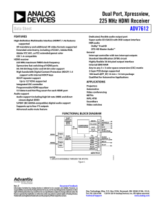 Dual Port, Xpressview, 225 MHz HDMI Receiver ADV7612 Data Sheet