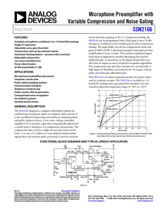 Microphone Preamplifier with Variable Compression and Noise Gating SSM2166 Data Sheet