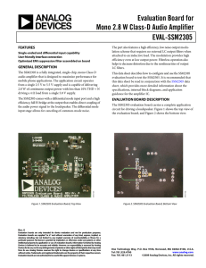 Evaluation Board for Mono 2.8 W Class-D Audio Amplifier EVAL-SSM2305