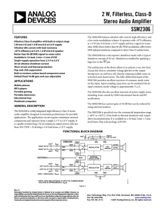 2 W, Filterless, Class-D Stereo Audio Amplifier SSM2306