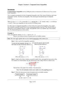 Chapter 1 Section 4:  Compound Linear Inequalities Introduction