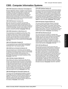 CSIS - Computer Information Systems CSIS 4300 Database Systems (3)