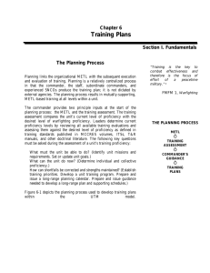 Training Plans Chapter 6 Section I. Fundamentals The Planning Process