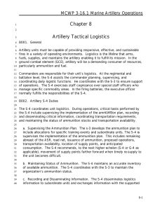 Chapter 8 Artillery Tactical Logistics MCWP 3-16.1 Marine Artillery Operations