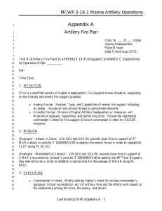 Appendix A MCWP 3-16.1 Marine Artillery Operations Artillery Fire Plan