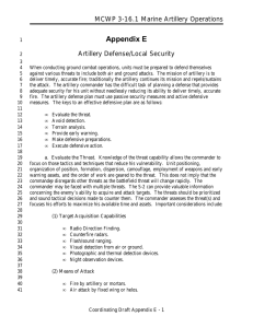 Appendix E MCWP 3-16.1 Marine Artillery Operations Artillery Defense/Local Security