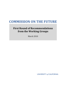 COMMISSION ON THE FUTURE    First Round of Recommendations   from the