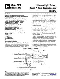 Filterless High Efficiency Mono 3 W Class-D Audio Amplifier SSM2317