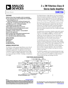 2 × 2W Filterless Class-D Stereo Audio Amplifier SSM2356 Data Sheet