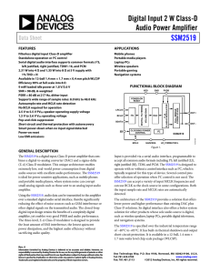 Digital Input 2 W Class-D Audio Power Amplifier SSM2519 Data Sheet