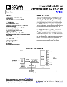 AD1933 8-Channel DAC with PLL and Differential Outputs, 192 kHz, 24 Bits
