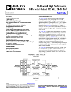 12-Channel, High Performance, Differential Output, 192 kHz, 24-Bit DAC ADAU1962 Data Sheet