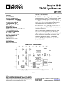 Complete 14-Bit CCD/CIS Signal Processor AD9822