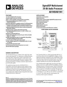 SigmaDSP Multichannel 28-Bit Audio Processor AD1940/AD1941