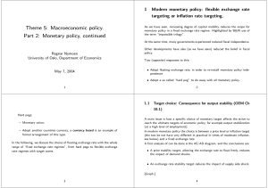 Theme 5: Macroeconomic policy. 1 Modern monetary policy: flexible exchange rate
