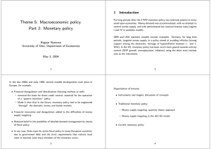 Theme 5: Macroeconomic policy. 1 Introduction