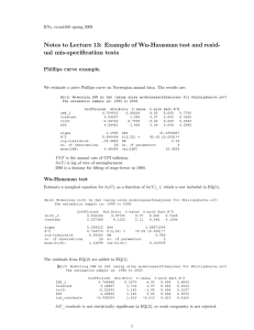 Notes to Lecture 13: Example of Wu-Hausman test and resid-