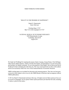 NBER WORKING PAPER SERIES &#34;BEAUTY IS THE PROMISE OF HAPPINESS&#34;? Jason Abrevaya