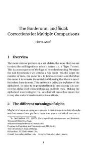 The Bonferonni and Šidák Corrections for Multiple Comparisons 1 Overview Hervé Abdi