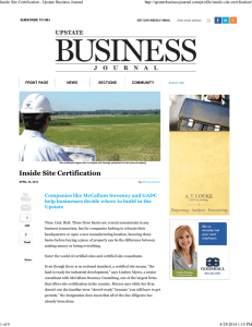 Inside Site Certification - Upstate Business Journal