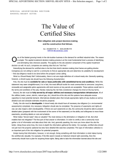 O The Value of Certified Sites Page 1 of 2