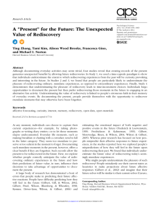 A “Present” for the Future: The Unexpected Value of Rediscovery Research Article 542274
