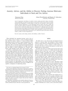 Anxiety, Advice, and the Ability to Discern: Feeling Anxious Motivates
