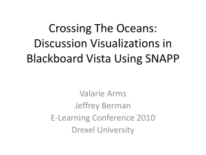 Crossing The Oceans: Discussion Visualizations in Blackboard Vista Using SNAPP Valarie Arms