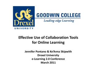 Effective Use of Collaboration Tools for Online Learning Drexel University