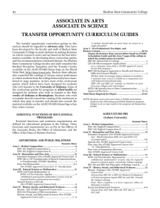 ASSOCIATE IN ARTS ASSOCIATE IN SCIENCE TRANSFER OPPORTUNITY CURRICULUM GUIDES 42