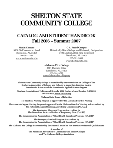 SHELTON STATE COMMUNITY COLLEGE CATALOG AND STUDENT HANDBOOK Fall 2006 – Summer 2007