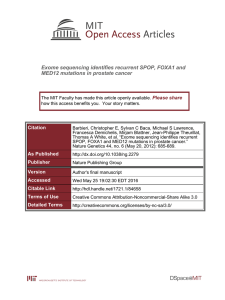 Exome sequencing identifies recurrent SPOP, FOXA1 and Please share