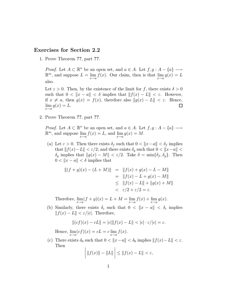 Exercises For Section 2 2