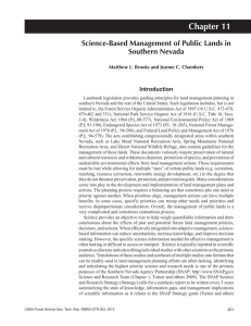 Chapter 11 Science-Based Management of Public Lands in Southern Nevada Introduction