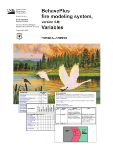 BehavePlus fire modeling system, Variables version 5.0: