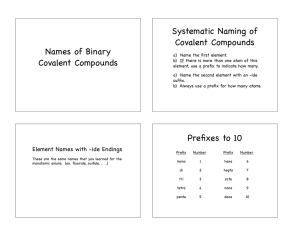 Systematic Naming of Covalent Compounds Names of Binary!