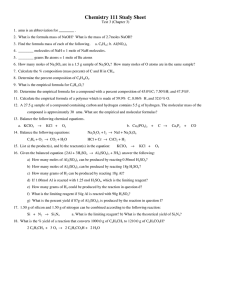 Chemistry 111 Study Sheet