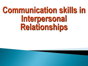 Communication skills in Interpersonal Relationships 1