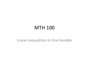 MTH 100 Linear Inequalities In One Variable