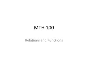 MTH 100 Relations and Functions
