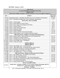 REVISED:  January 11, 2011 HIS 101 02 CLASS SCHEDULE/ COURSE OUTLINE