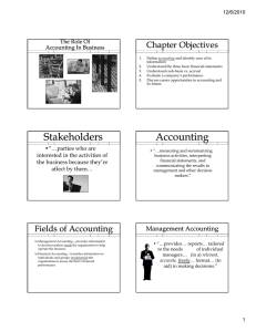 Chapter Objectives The Role Of Accounting In Business