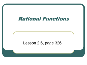 Rational Functions Lesson 2.6, page 326
