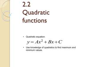 2.2 Quadratic functions y